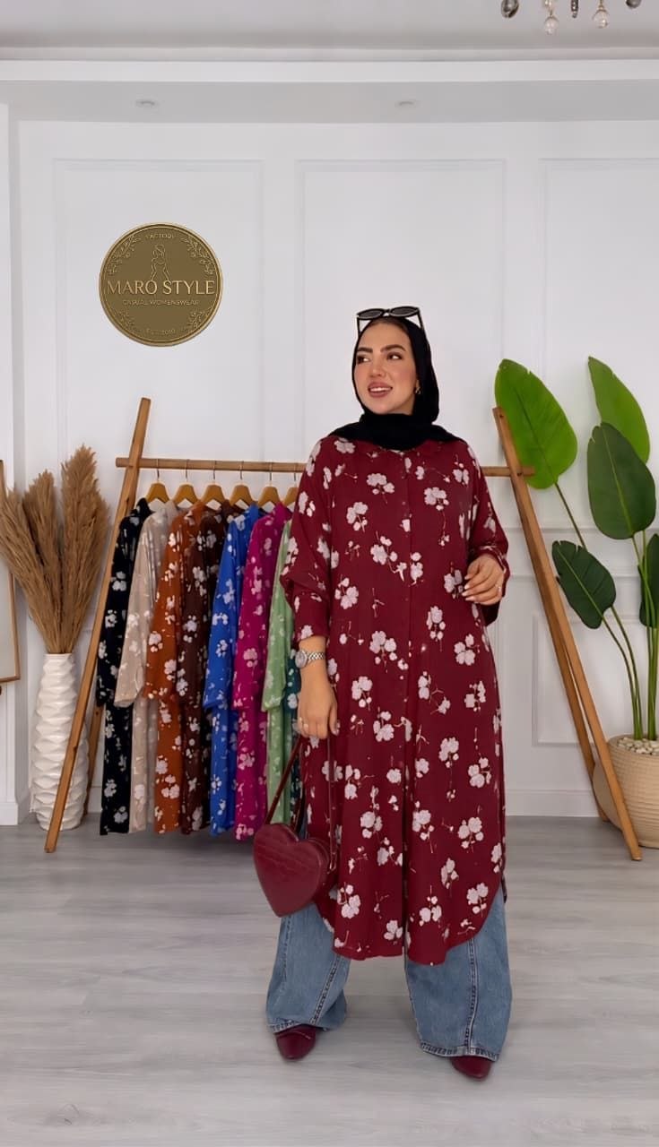 Floral Linen Open Tunic