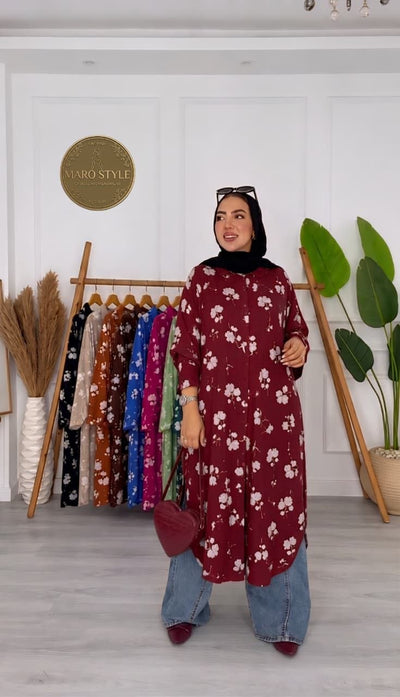 Floral Linen Open Tunic
