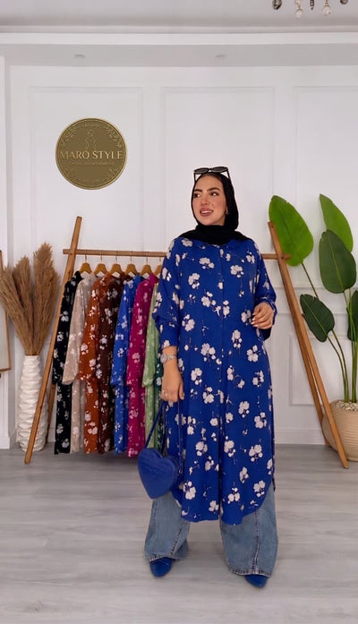 Floral Linen Open Tunic