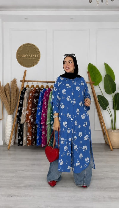Floral Linen Open Tunic